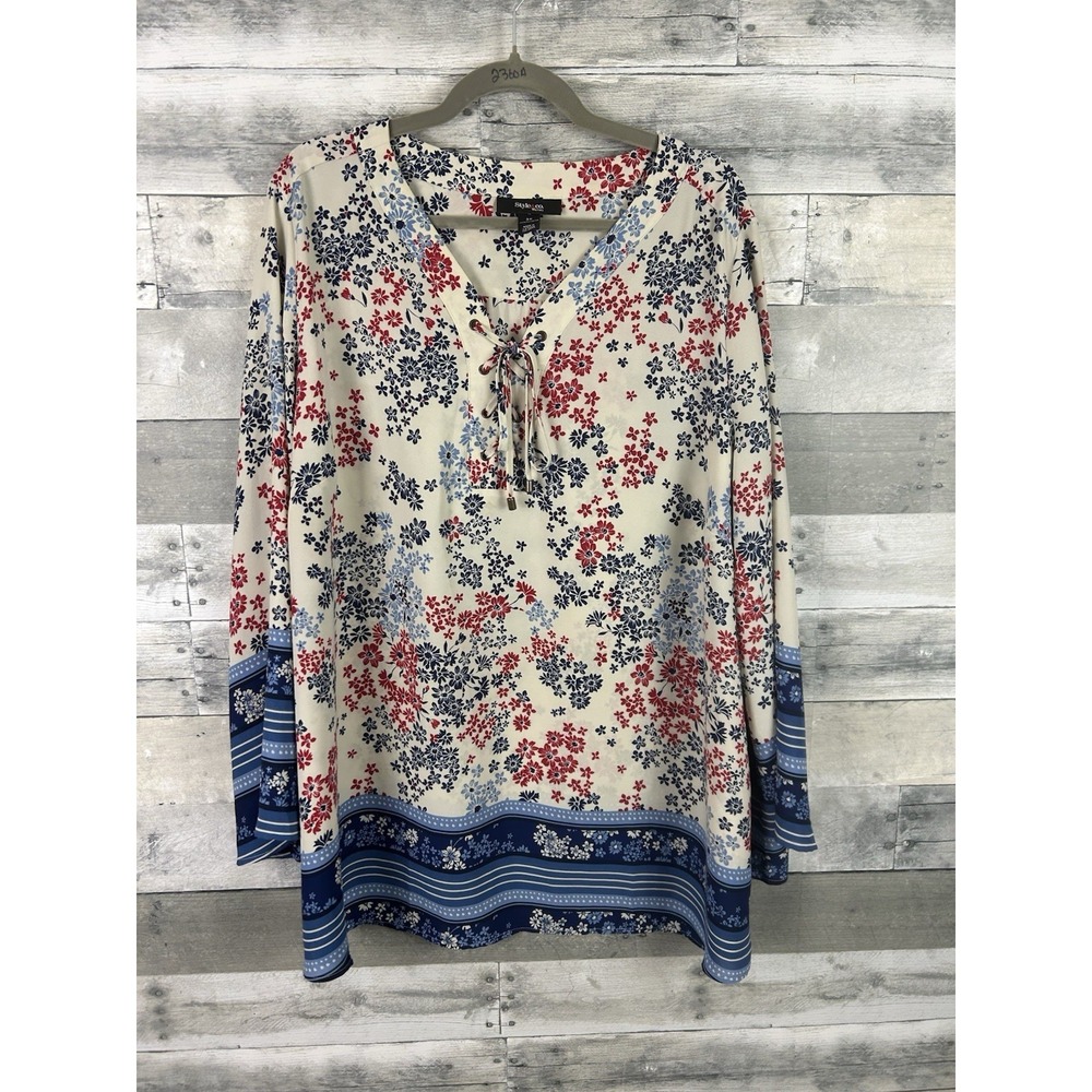 Style & Co Women's 3X Long Sleeve Boho Blouse
